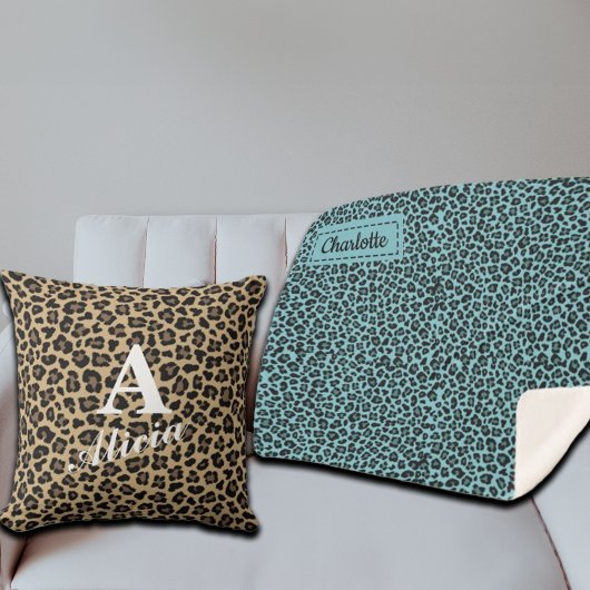 Trendy Leopard Print Aangepaste naam Sherpa Deken
