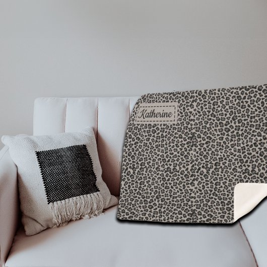 Trendy Leopard Print Aangepaste naam Sherpa Deken