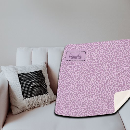 Trendy Leopard Print Aangepaste naam Sherpa Deken