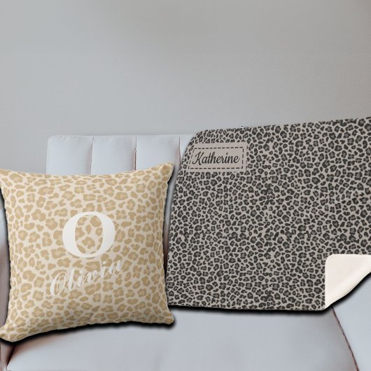 Trendy Leopard Print Aangepaste naam Sherpa Deken