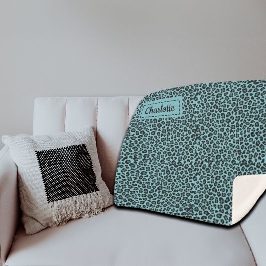 Trendy Leopard Print Aangepaste naam Sherpa Deken