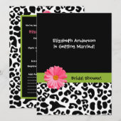 Trendy Leopard Print and Pink Daisy Vrijgezellenfe Kaart (Voorkant / Achterkant)