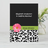 Trendy Leopard Print and Pink Daisy Vrijgezellenfe Kaart (Staand voorkant)