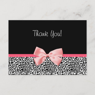 Trendy Leopard Print and Pink Ribbon Hartelijk dan Bedankkaart