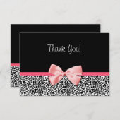 Trendy Leopard Print and Pink Ribbon Hartelijk dan Bedankkaart (Voorkant / Achterkant)