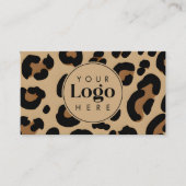 Trendy Leopard Print Custom Company Logo & Photo Visitekaartje (Voorkant)
