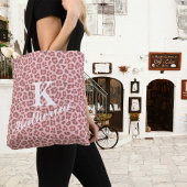 Trendy Leopard Print Custom Monogram & Naam Tote Bag