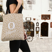 Trendy Leopard Print Custom Monogram & Naam Tote Bag