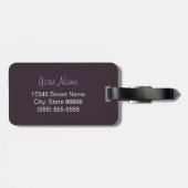 Trendy Leopard Print en Blue Ribbon met naam Bagagelabel (Achterkant horizontaal)