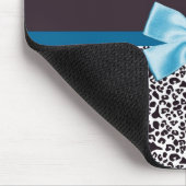 Trendy Leopard Print en Blue Ribbon met naam Muismat (Hoek)