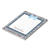 Trendy Leopard Print en Blue Ribbon met naam Notitieblok (Linkerzijde)