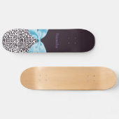 Trendy Leopard Print en Blue Ribbon met naam Skateboard (Horizontaal)