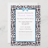 Trendy Leopard Print en Blue Ribbon Vrijgezellenfe Kaart (Achterkant)