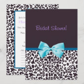 Trendy Leopard Print en Blue Ribbon Vrijgezellenfe Kaart (Voorkant / Achterkant)