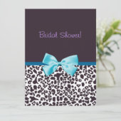 Trendy Leopard Print en Blue Ribbon Vrijgezellenfe Kaart (Staand voorkant)