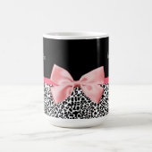 Trendy Leopard Print en roze lint met naam Koffiemok (Center)