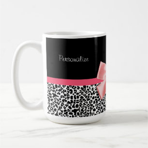 Trendy Leopard Print en roze lint met naam Koffiemok