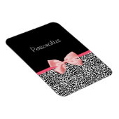 Trendy Leopard Print en roze lint met naam Magneet (Rechterzijde)