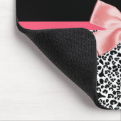 Trendy Leopard Print en roze lint met naam Muismat (Hoek)