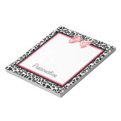 Trendy Leopard Print en roze lint met naam Notitieblok (Linkerzijde)