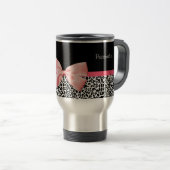Trendy Leopard Print en roze lint met naam Reisbeker (Voorkant rechts)