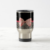 Trendy Leopard Print en roze lint met naam Reisbeker (Center)