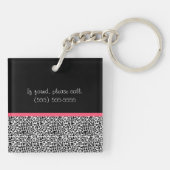 Trendy Leopard Print en roze lint met naam Sleutelhanger (Achterkant)
