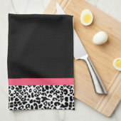 Trendy Leopard Print en roze lint met naam Theedoek (Quarter Fold)