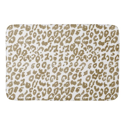 Trendy Leopard Print Gouden Glitter Badmat (Voorkant)