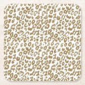 Trendy Leopard Print Gouden Glitter Kartonnen Onderzetters (Voorkant)