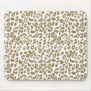 Trendy Leopard Print Gouden Glitter Muismat