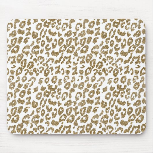 Trendy Leopard Print Gouden Glitter Muismat (Voorkant)
