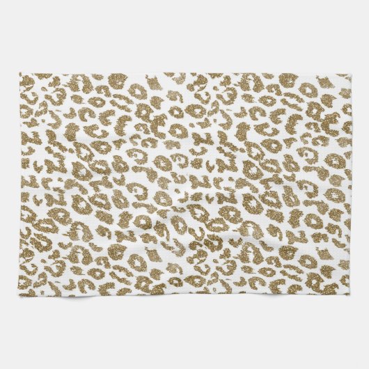  Trendy Leopard Print Gouden Glitter Theedoek (Horizontaal)