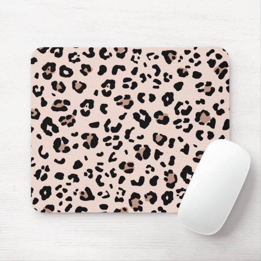 Trendy Leopard Print in Blush Pink en Black Muismat (Met muis)