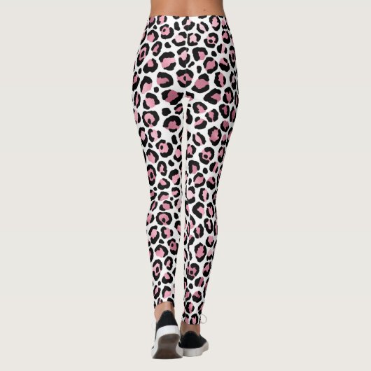 Trendy Leopard Print in roze en zwart Leggings (Achterkant)