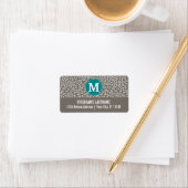 Trendy Leopard Print Pattern met Aqua Monogram Etiket (Insitu)