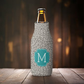 Trendy Leopard Print Pattern met Aqua Monogram Flesjeskoeler