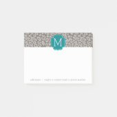 Trendy Leopard Print Pattern met Aqua Monogram Post-it® Notes (Voorkant)