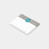 Trendy Leopard Print Pattern met Aqua Monogram Post-it® Notes (Schuin)