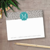 Trendy Leopard Print Pattern met Aqua Monogram Post-it® Notes