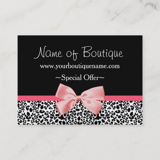 Trendy Leopard Print Pink Ribbon Discount Coupon (Voorkant)