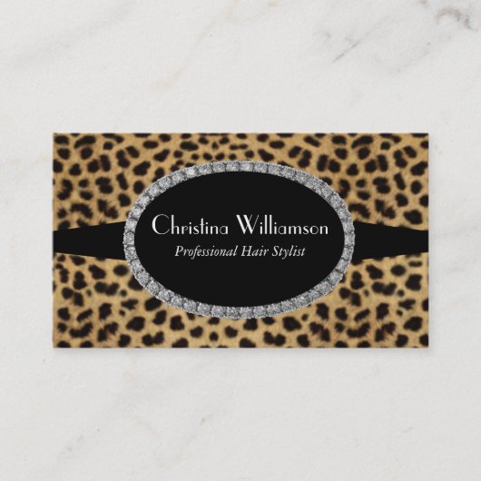 Trendy Leopard print Rhinestones Visitekaartje (Voorkant)