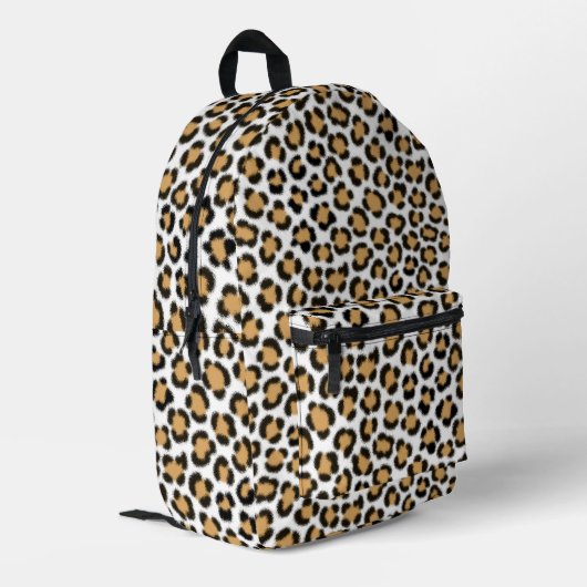 Trendy Leopard Simulate Fur Effect Pattern Bedrukte Rugzak (Achterkant Hoek Links)