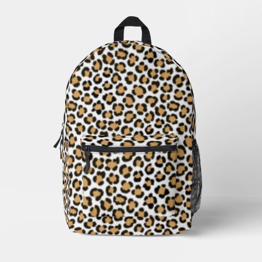 Trendy Leopard Simulate Fur Effect Pattern Bedrukte Rugzak (Voorkant)
