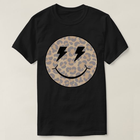 Trendy Leopard Smiley Face Lightning Bolt T-shirt (Design voorkant)
