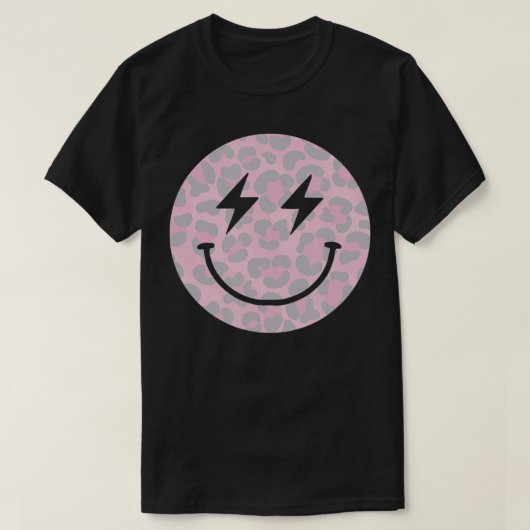 Trendy Leopard Smiley Face Lightning Bolt T-shirt (Design voorkant)