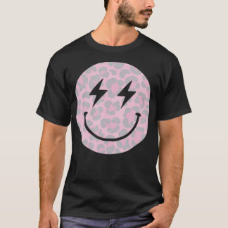 Trendy Leopard Smiley Face Lightning Bolt T-shirt