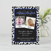 Trendy Leopard Then and Now Graduation Invitation Kaart (Staand voorkant)