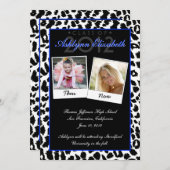 Trendy Leopard Then and Now Graduation Invitation Kaart (Voorkant / Achterkant)