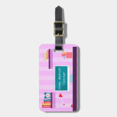 Trendy Leraar Paarse Strepen Bagagelabel (Voorkant verticaal)